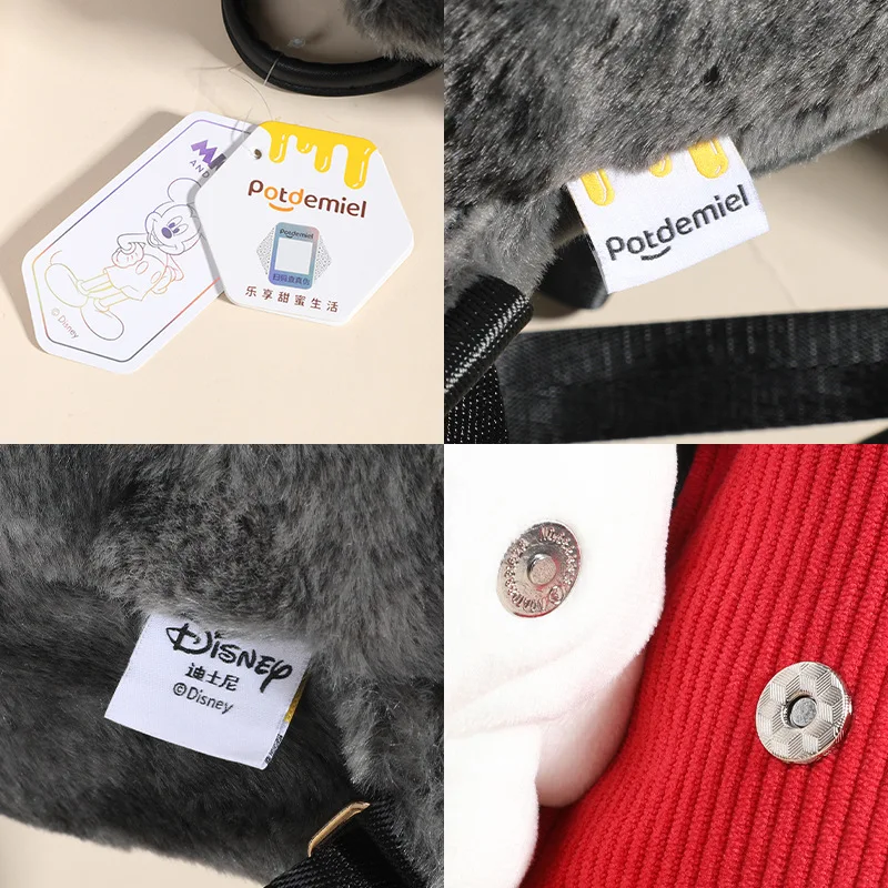 Mochila de felpa de Mickey Mouse de Disney, mochila de viaje escolar con bonitos dibujos de animales de peluche de gran capacidad para niños, niñas y niños