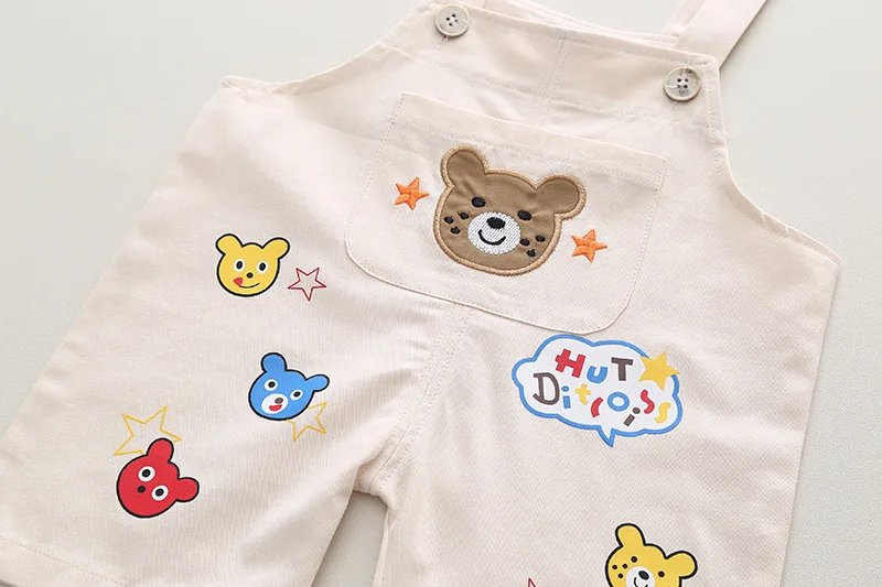 Children Summer Baby Boys/Girls Clothes Strips Bear T-Shirt Bib Pants 2Pcs/Set Kids Fashion Toddler Clothing Tracksuits 0-4Years