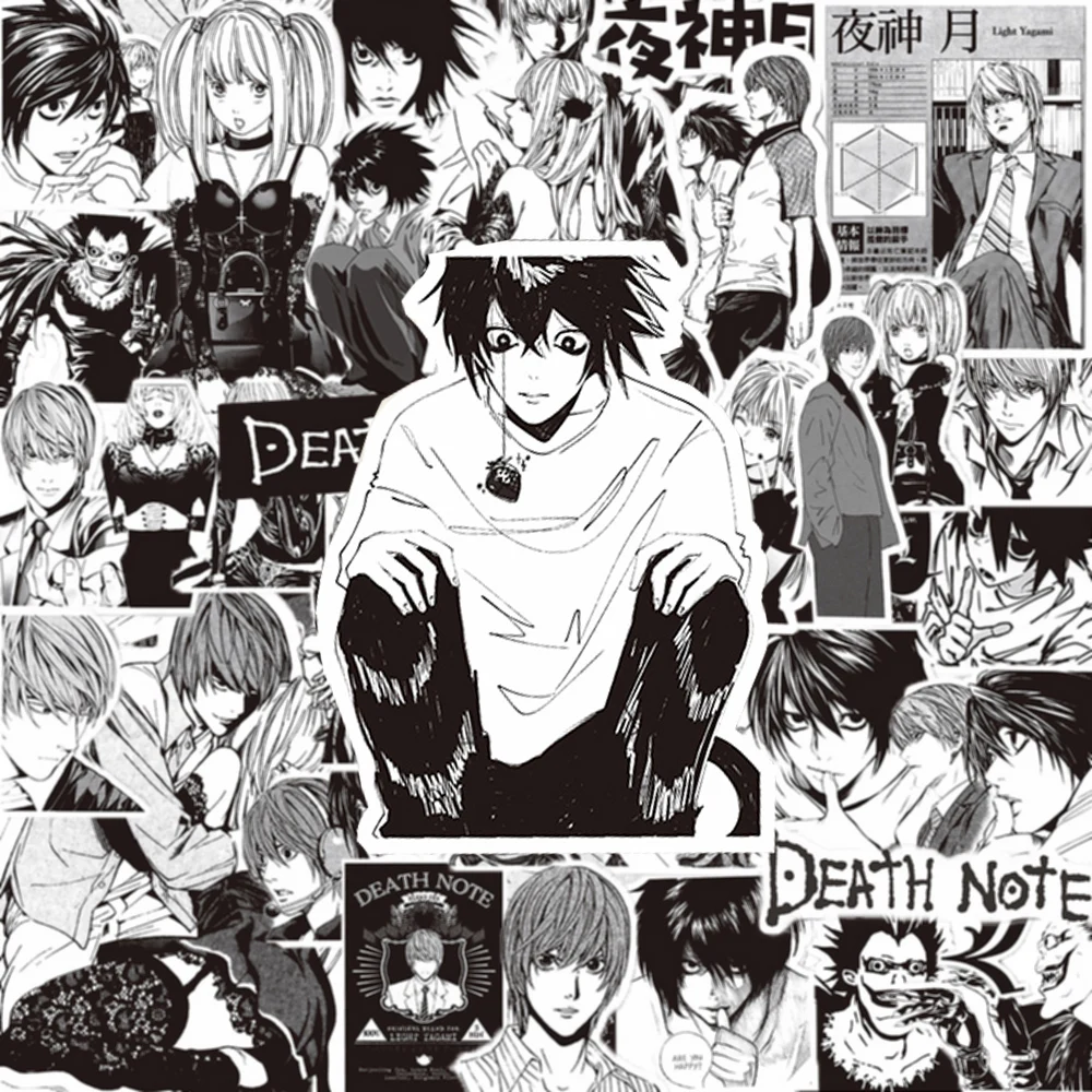 

10/30/65pcs Black White Anime DEATH NOTE Stickers Cool Cartoon Decals DIY Phone Case Notebook Laptop Suitcase Waterproof Sticker