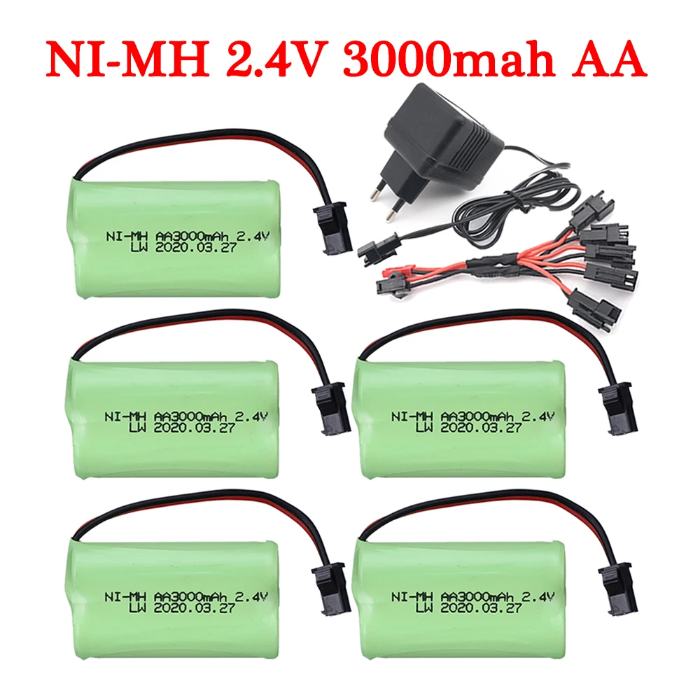 

2.4V 3000mah NIMH Battery For RC Toys With 2.4V charger For Remote control racing truck tank Boat Toys 2.4V Rechargeable Battery