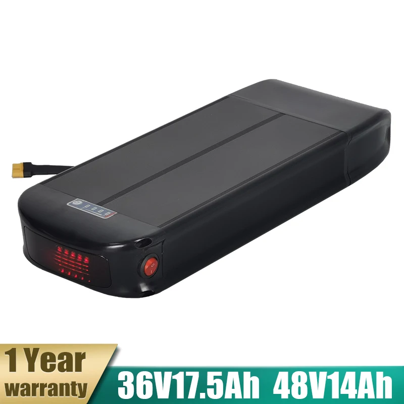 36V 17.5Ah Rear Rack Electric Bike Lithium ion Battery 48V 14Ah Ebike Batteries for 350W 500W 1000W Motor