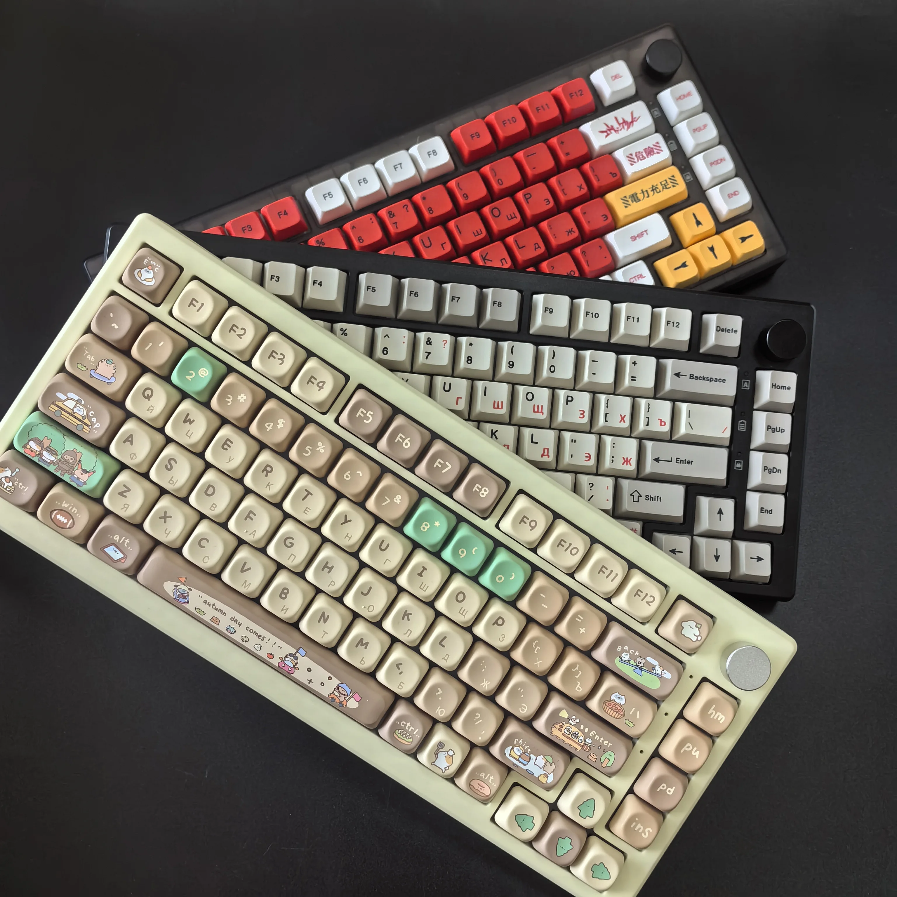 Keycap russo bonito translúcido cereja mda moa pbt pc para teclado mecânico branco verde cinza Eva-02 9009 retro russo keycaps