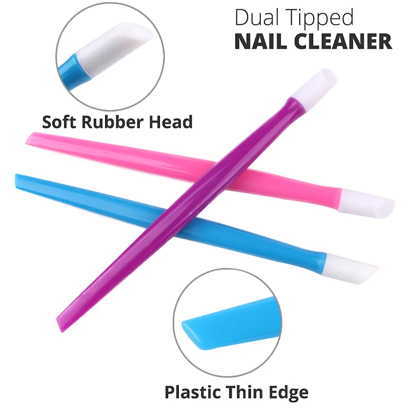 10/20/50Pcs Reusable Rubber Tip Cuticle Pusher Plastic Nail Cleaning Stick Dead Skin Remover Manicure Pedicure Care Tool