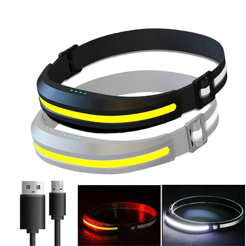 Powerful Portable COB Headlamp USB Rechargeable Red and White Light Work Light Outdoor Camping Fishing Night Running Headlight