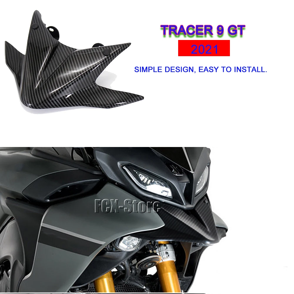 

For Yamaha Tracer 9 TRACER 900 GT Tracer9 2021- Beak Nose Cone Extension Cover Extra Carbon Fiber Texture Front Wheel Fender