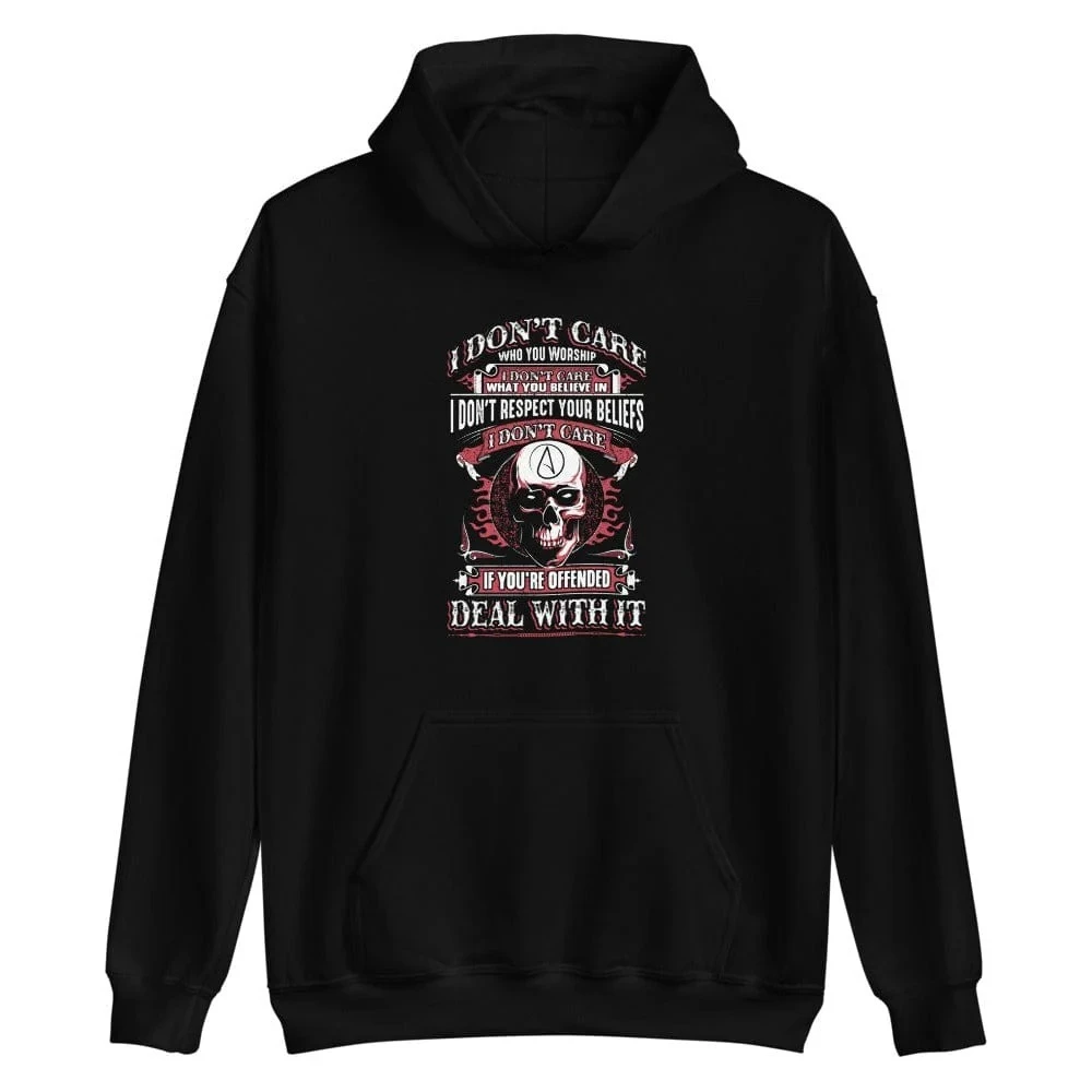 

I Don't Care Who You Worship Skull Printing Hoodie Men's and Women's Long Sleeve Sweatshirt Pullover Y2k Tops Autumn Clothing