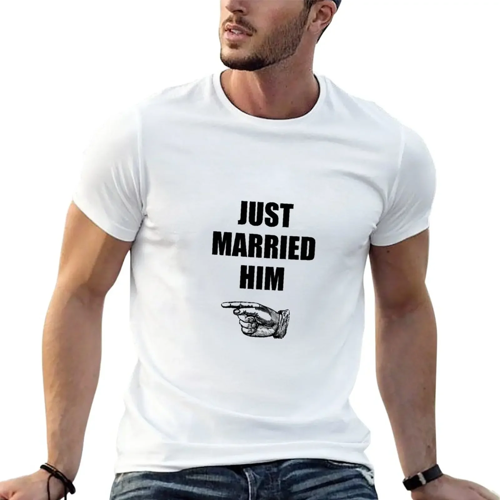 

New Just Married Him T-Shirt boys t shirts funny t shirt men graphic t shirts