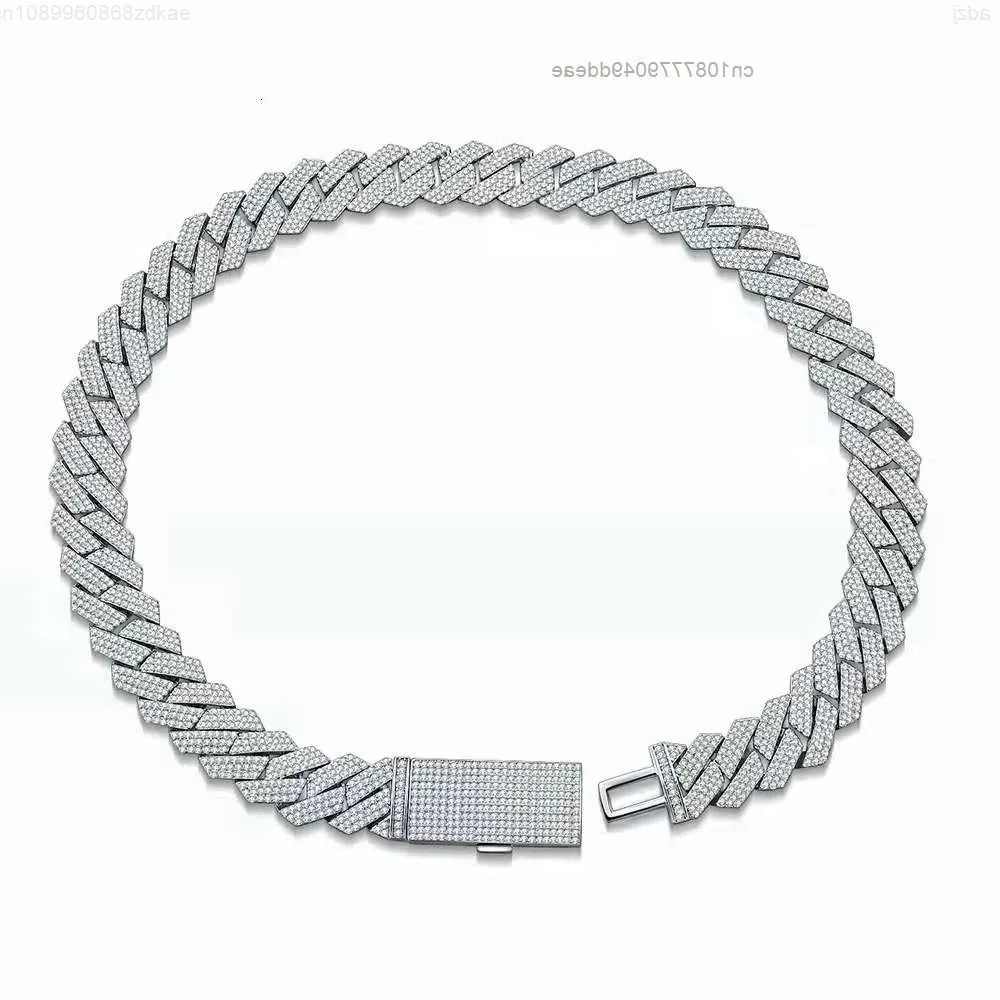 

Мужское кубинское ожерелье из серебра S925 с инкрустацией муассанитом длиной 50 см, ювелирные изделия в стиле хип-хоп