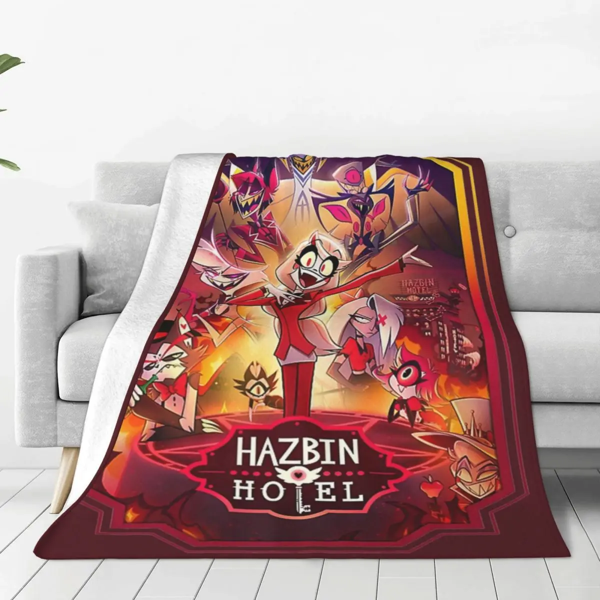 

Hazbin Hotels Knitted Blankets Coral Fleece Plush Super Soft Throw Blanket for Home Couch Bed Rug