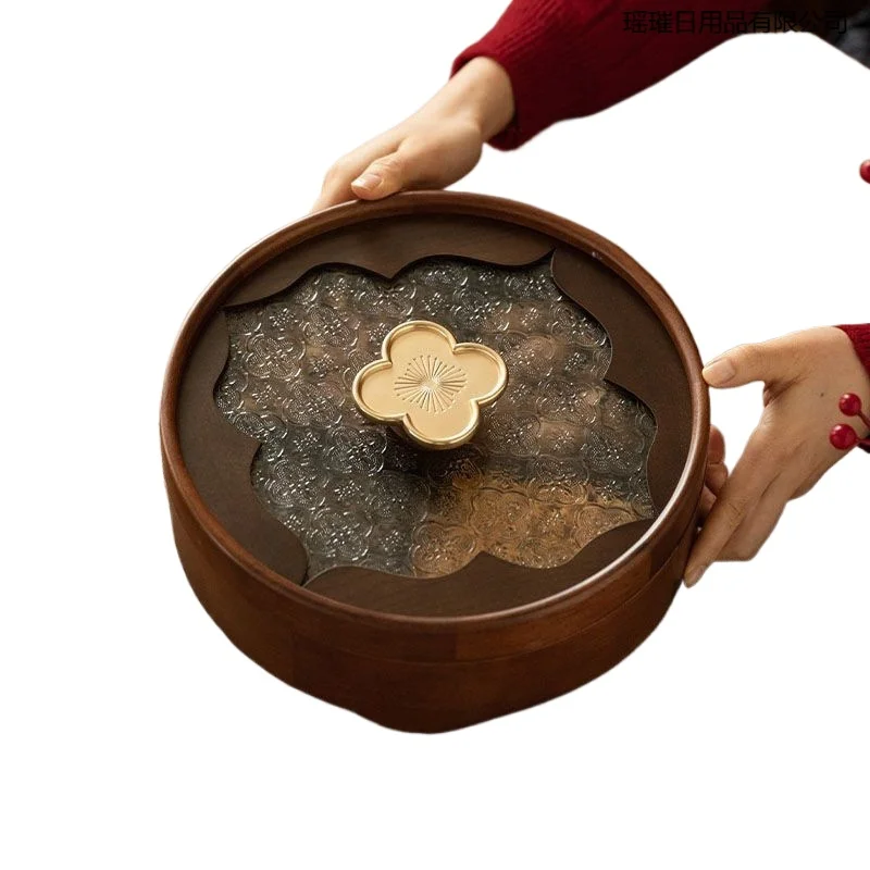 

New solid wood high-end dried fruit box living room home Chinese New Year storage fruit plate