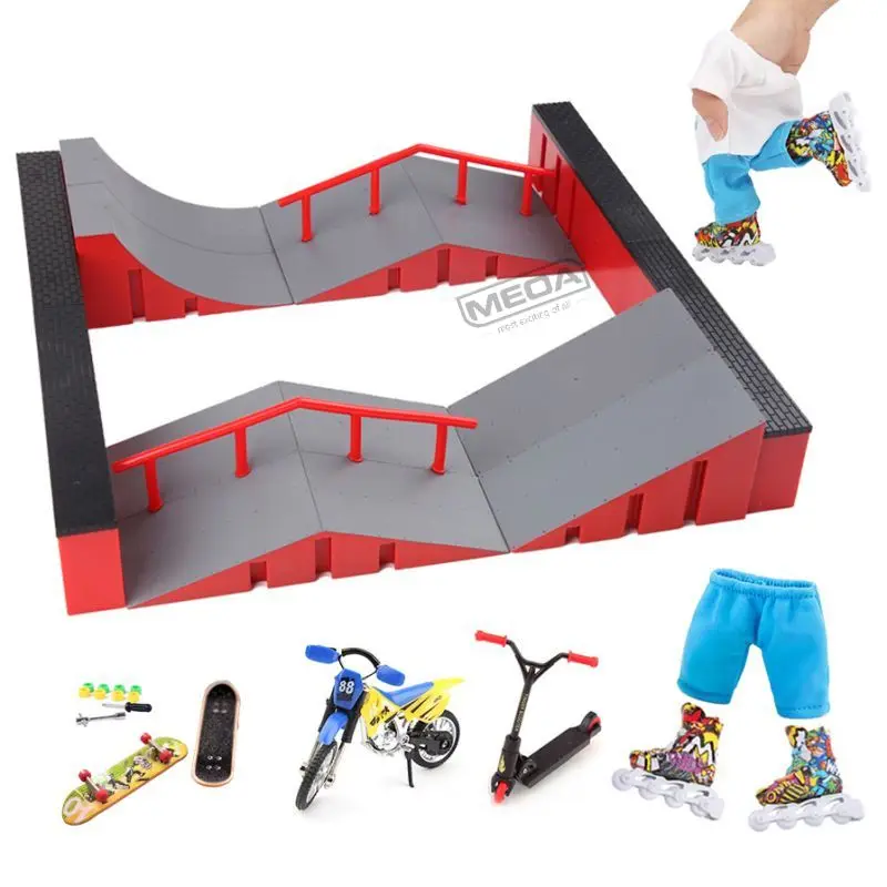 Kids Finger Skateboards Skate Toy Skateboard Park Ramp Set Tech Practice Deck Funny Interior Extreme Sport Fingers Training Toys