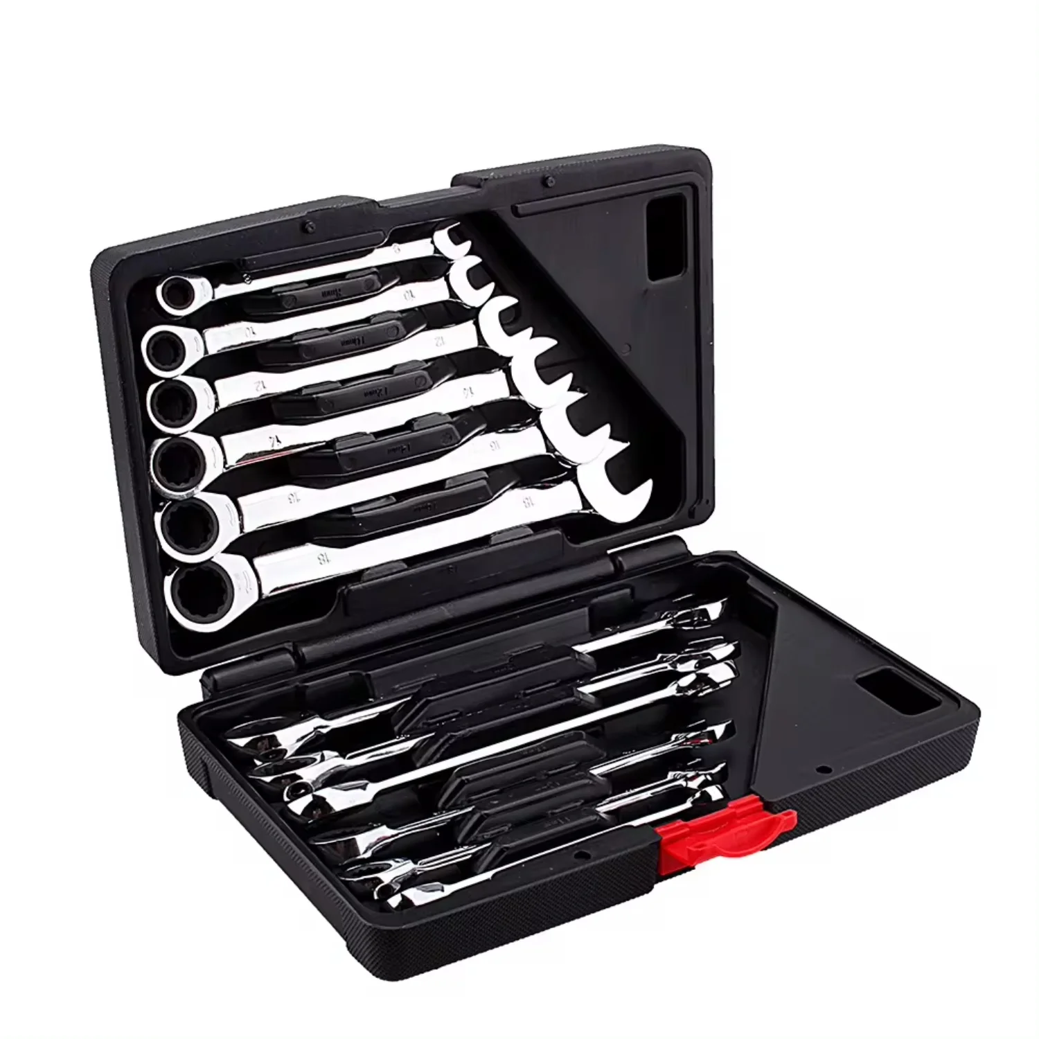 12pcs DIY polish chrome vanadium finish Fixed Spanners Ratchet Wrench Hand Tool Set Kit 8-19mm 5° return angle