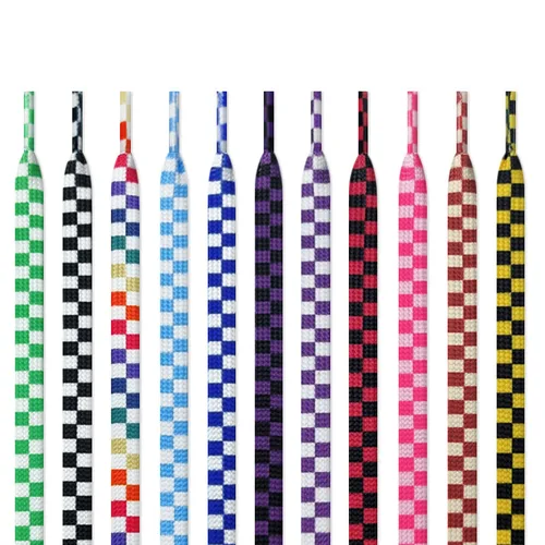 Cordones de tablero de ajedrez con costuras de Color blanco y negro para hombre y mujer, zapatillas deportivas informales para otoño e invierno, cordones de zapato de lona de alta calidad