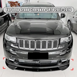 3Pcs Car Front Bumper Lip For Jeep Grand Cherokee SRT8 2012-2016 Splitter Spoiler Body Kits Gloss Black/Carbon Look ABS Plastic