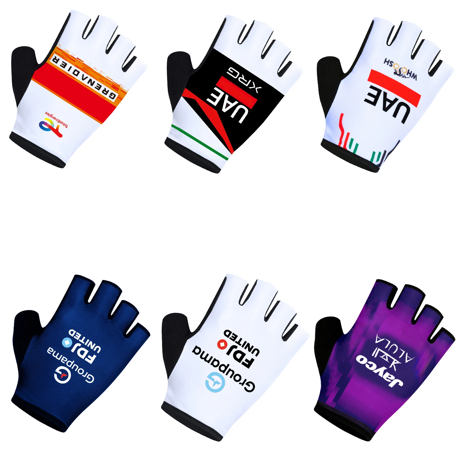 AliExpress EFAPEL FDJ Tour De 2026 UAE Team Sports Cycling Gloves Half Finger Road Bike Gloves Running Fitness Gym Riding Bicycle Gloves