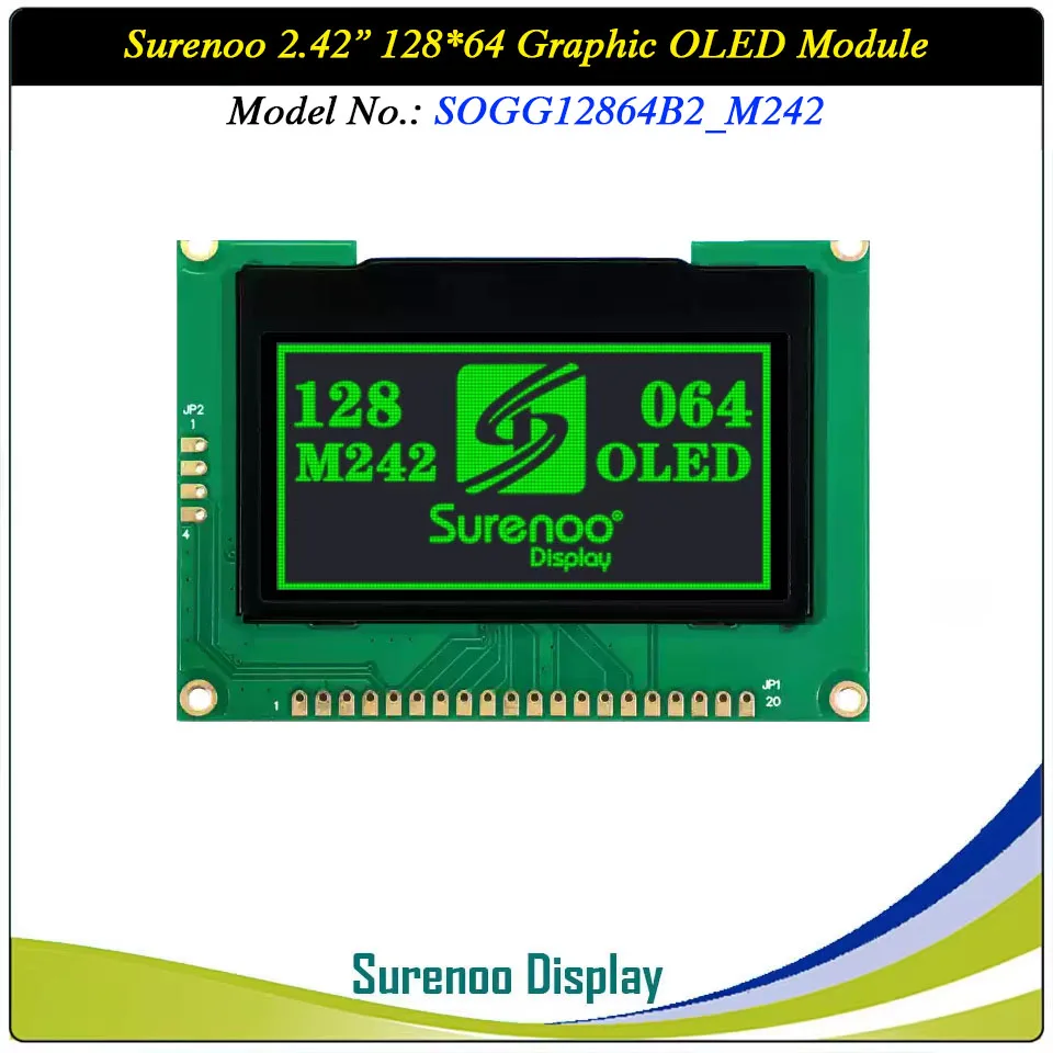 Echtes OLED-Display, 2,42 Zoll 128 x 64 12864 Grafik-LCD-Modul-Bildschirm, LCM-Bildschirm, 75.0 x 52,7 SSD1309, parallel, SPI, I2C/IIC