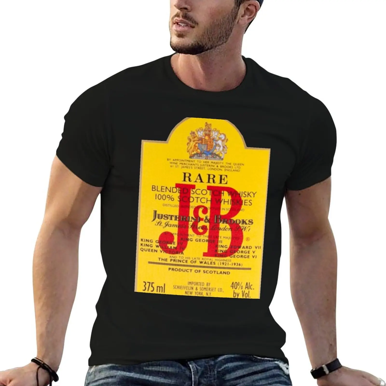 Camiseta J&B Rare Scotch Whisky Blend, camiseta divertida para hombre, camiseta de algodón