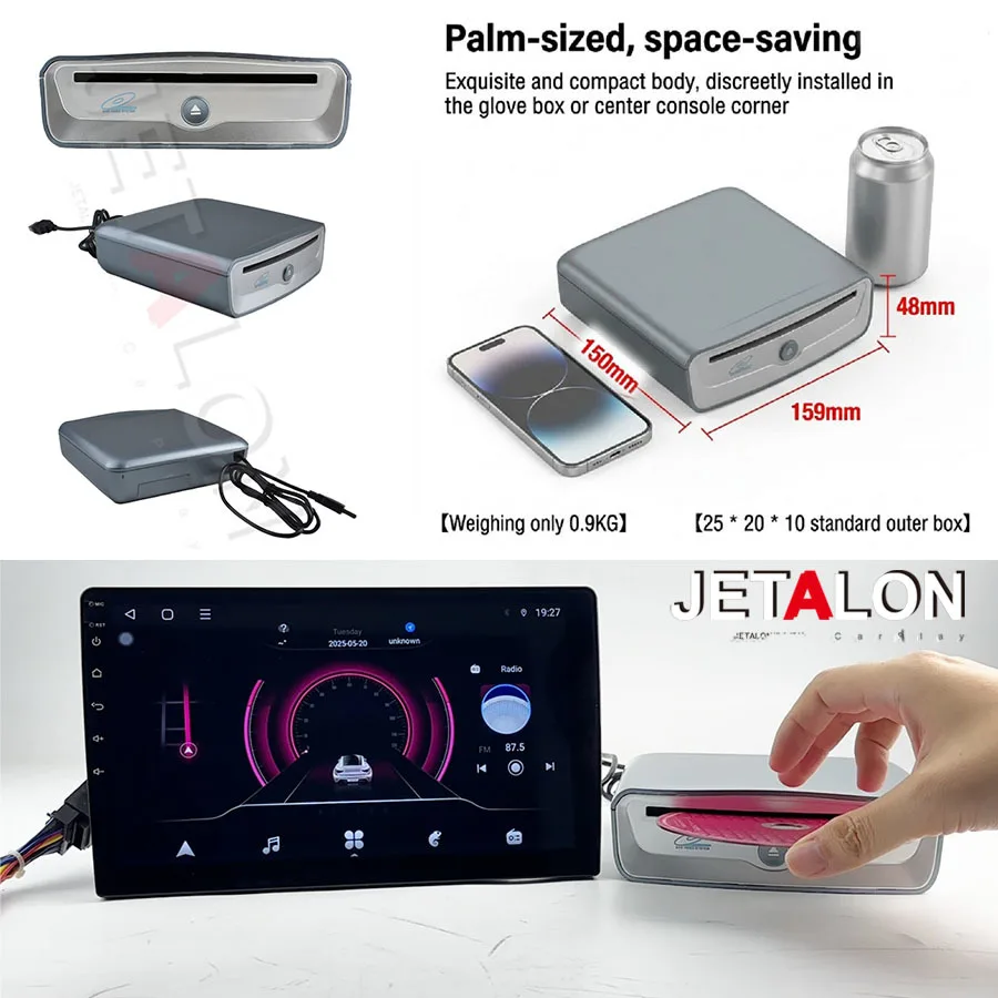 Unidad de DVD/CD Externa USB para Auto, Compatible con Android, Reproductor Multimedia, Plug and Play, Control Táctil, Lector de Música y Video HD