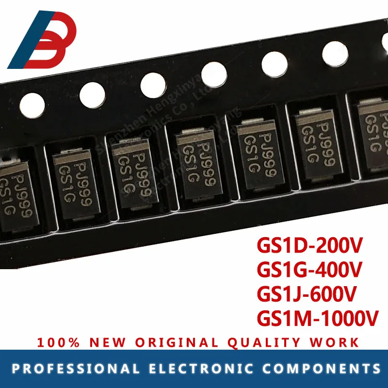 

100pcs GS1D GS1G GS1J GS1M DO-214AC(SMA) SMD General Purpose Diode Rectifier 1A/200V/400V/600V/1000V
