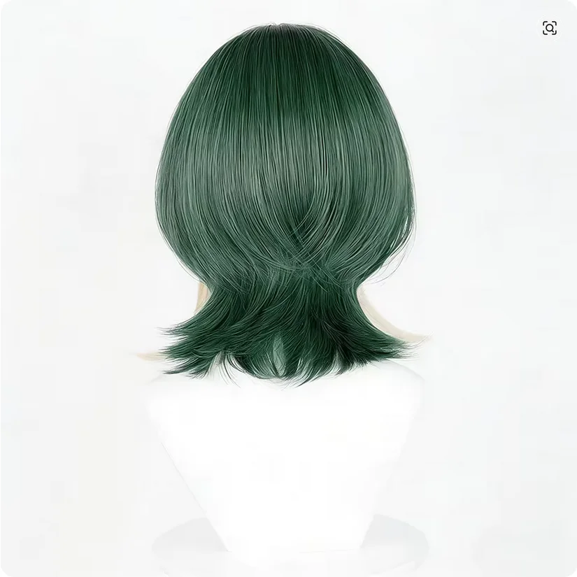 Anime GACHI AKUTA Guita Hebby Fantasia Cosplay Wig Green White Mixed Short Hair Heat Resistant Synthetic Wigs Halloween Prop 5