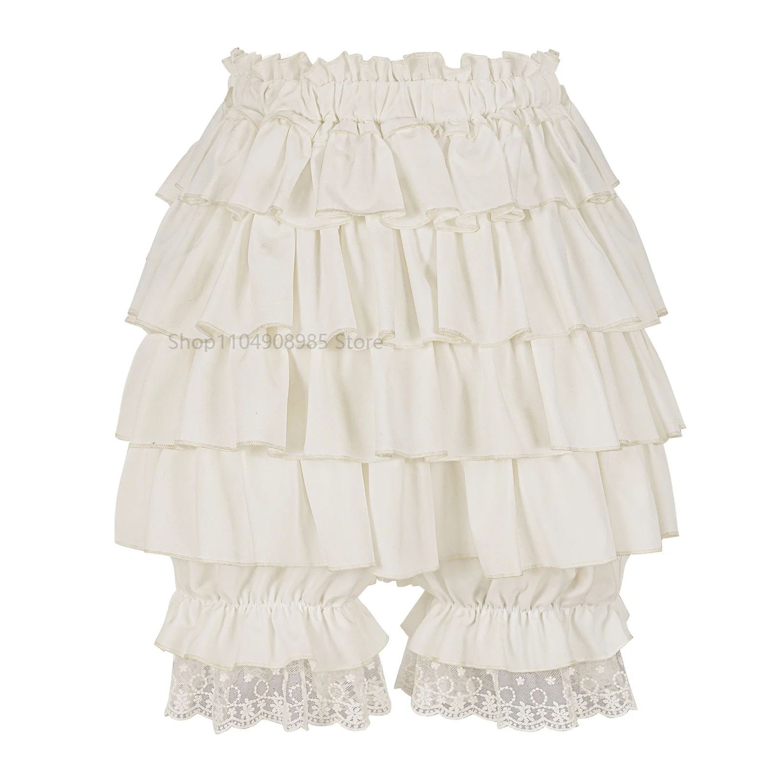 

Black White Lolita Short Pants Women Lace Ruffled Kawaii Bowknot Safety Shorts Pants Victorian Bloomers