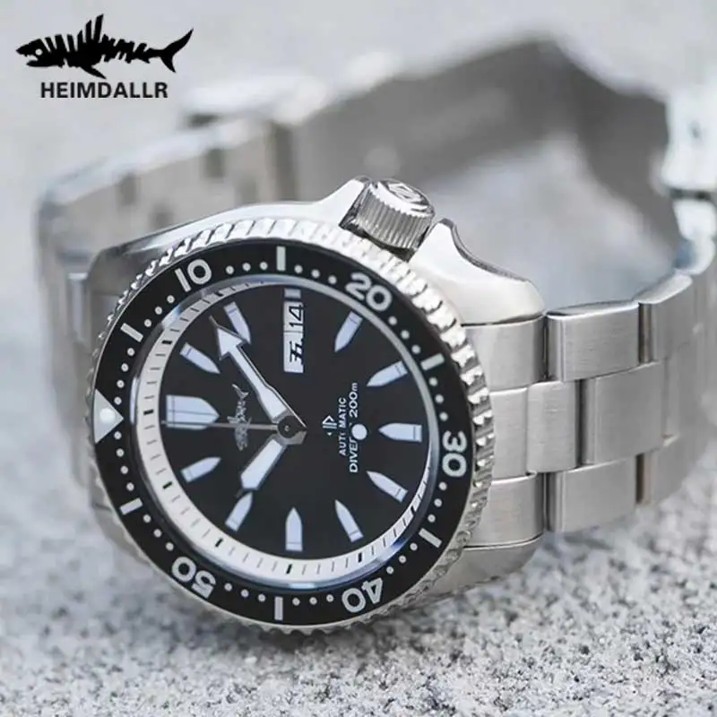 HEIMDALLR Sharkey SKX Mechanical Watch Men Dive Sapphire White Dial Luminous NH36A Mov Automatic Water Resistant Skx007 Watches