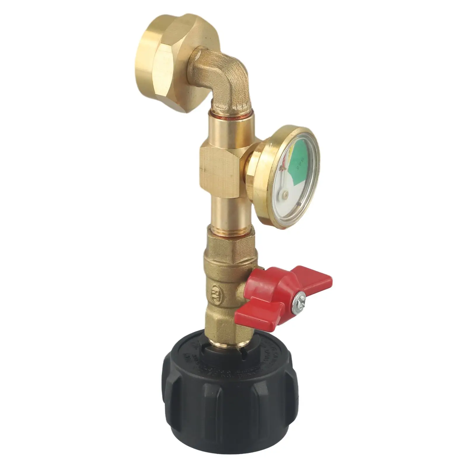 1pcs Propane Refill Adapter W/Gauge Control Valve Fill 1 Lb Bottles From 20 Lb Tank Solid Brass Filling Connector HVAC Tool