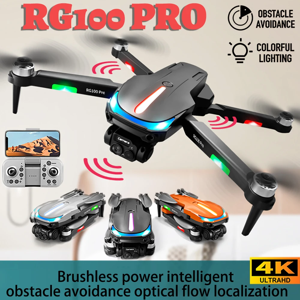 2024 RG100 Pro Professional Drone 4k HD Camera 360 ° Intelligent Obstacle Avoidance ESC Brushless Folding Quadcopter Toy Gift