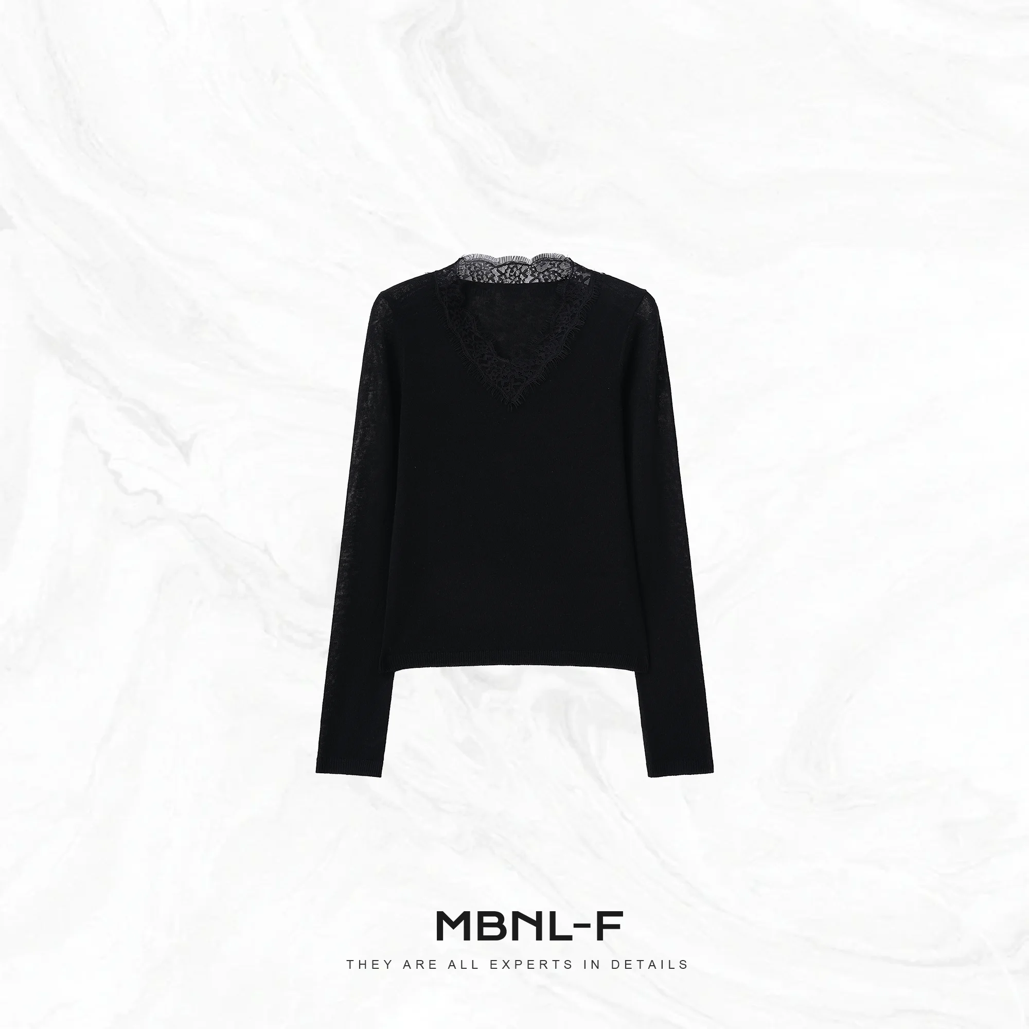 

Футболка MBNLF Pure Color с кружевными вставками и V-образным вырезом, женская модная повседневная блузка Kailing JNXMY32