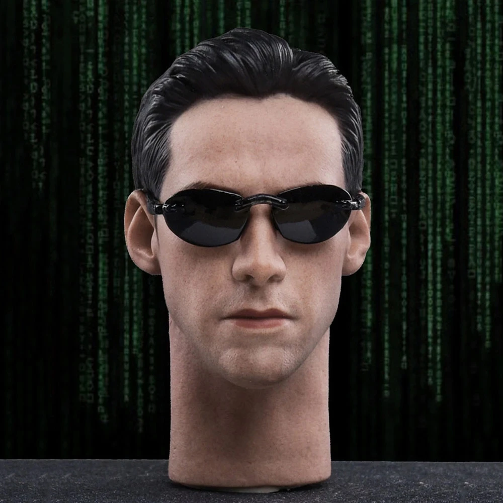 

JX033 1/6 Male Keanu Reeves The Matrix Neo Head Sculpt Model With Glasses For 12'' Action Figure Body