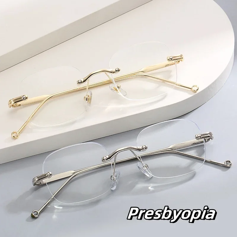 

Cutting Edge Frameless Eyeglasses 2024 New Female Presbyopia Glasses Fashion Women's High Definition Reading Eyewear To +4.0