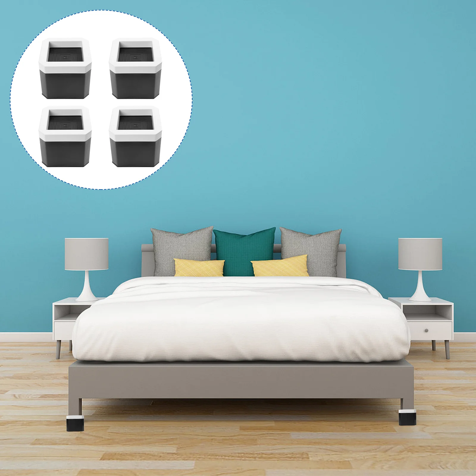 

4Pcs Anti-Slip Furniture Feet Riser Heavy Duty Bed Risers Couch Sofa Table Plastic Heightening Pads Bed Furniture Lifts