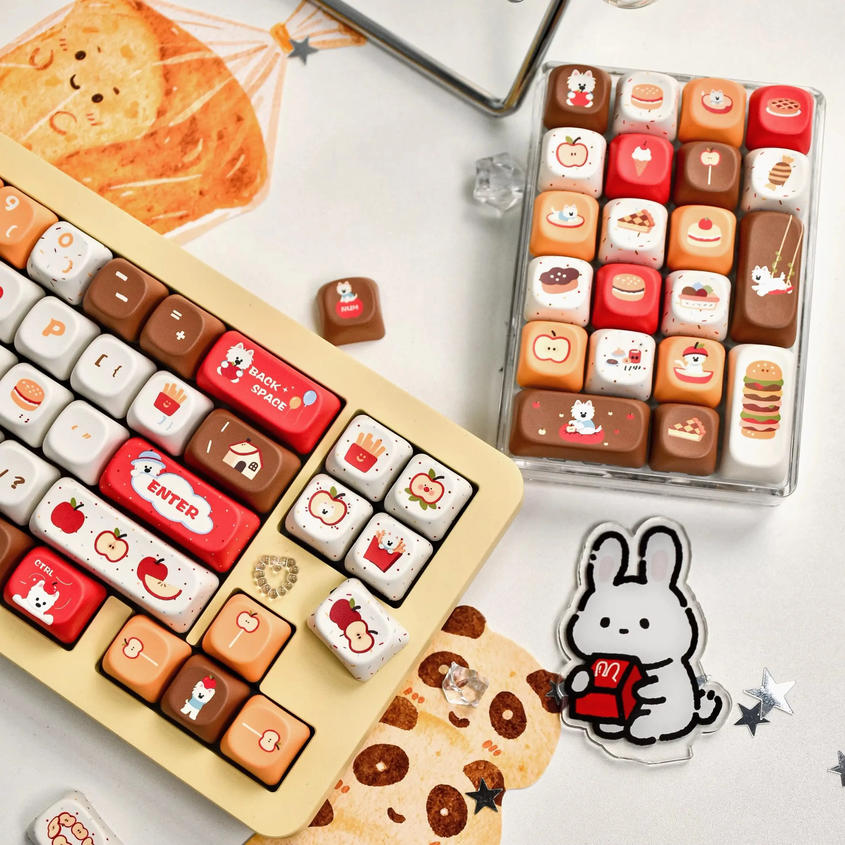 MAIMOOO Keycap Apple Puppy Food Diary 130-Key Moa Cherry PBT Red Cute AULA AJAZZ  Mechanical Keyboard keycas