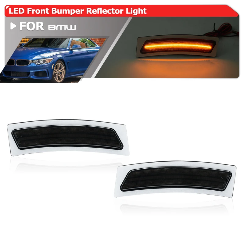 Euro-Style Smoked Front Bumper Reflector Light For BMW 3 Series F30 F31 LCI 4 Series F32 F33 F36 Fender Flare Side Marker Lights