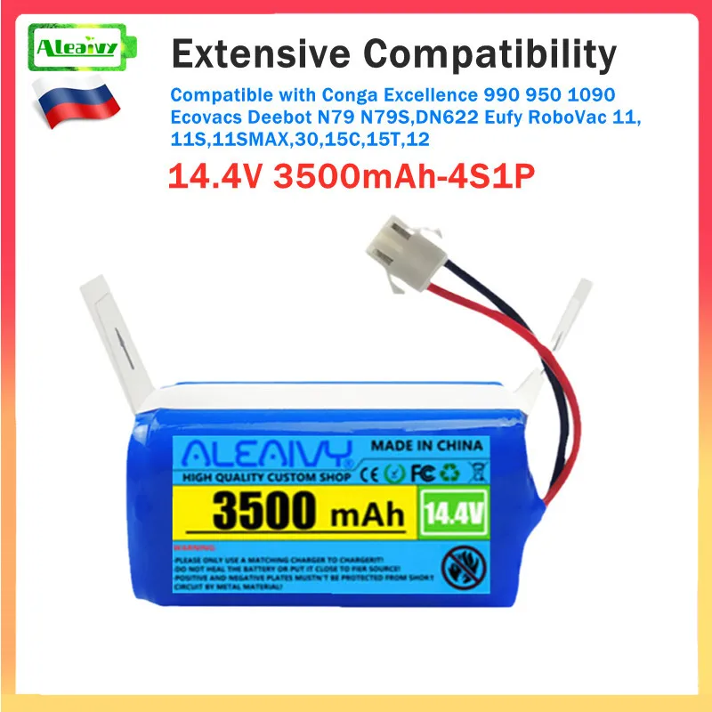 

Aleavy 14.4V 3500mAh Li-ion battery for Conga Excellence 990 Ecovacs Deebot N79 N79S DN622 Eufy RoboVac 11 11S RoboVac 30 etc