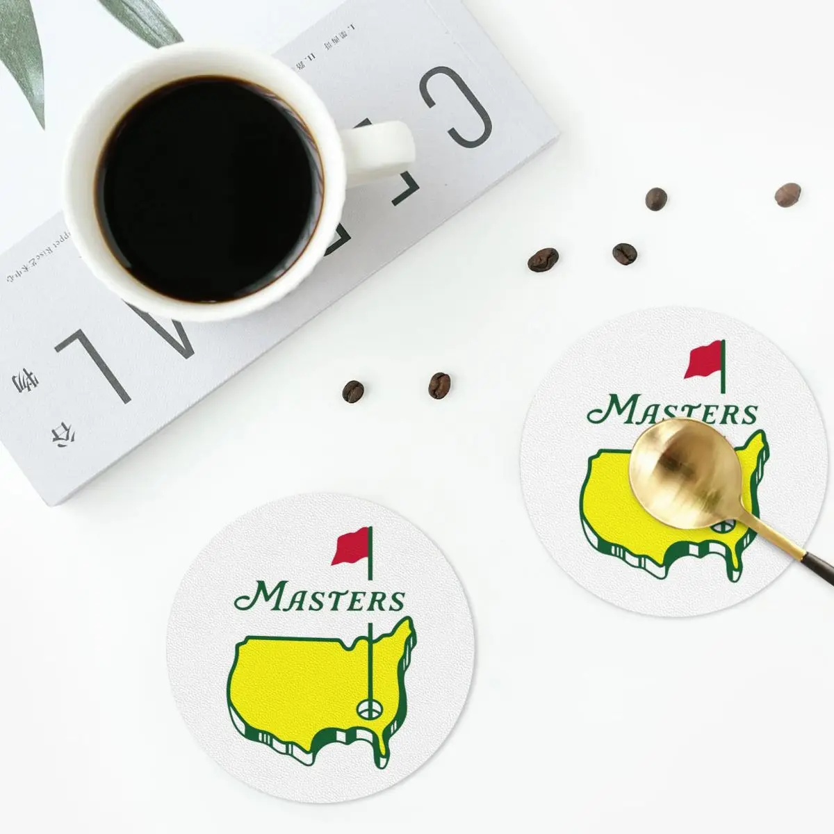 Masters The Masters 2022 Augusta National Au Coasters PVC Leather Placemats Coffee Mats for Home Kitchen Dining Pads Set of 6