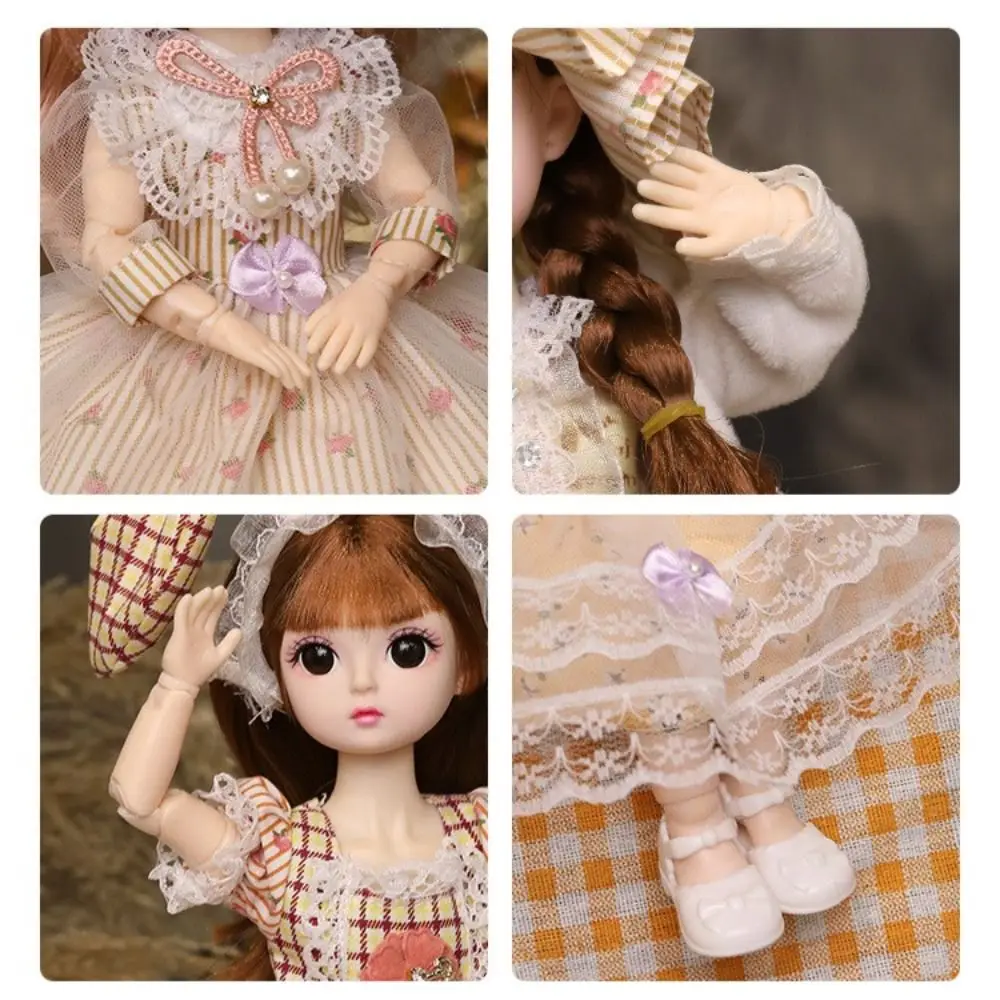 

Cute Plastic 30CM Movable Joint Doll Baby Doll 3D Makeup Doll Girl Dress Up Toys With Music Safety Princess Toy Girl