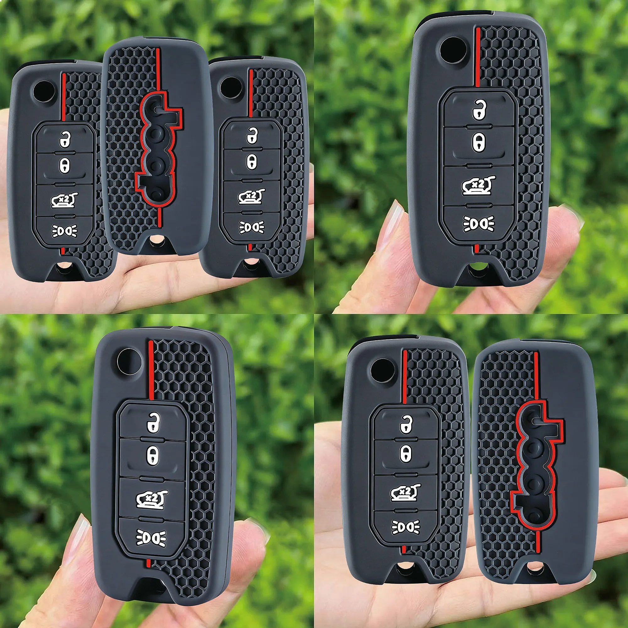 Silicone Car Remote Key Case Fob Cover for Jeep Cherokee Compass Renegade Grand Commander Dodge Journey Charger