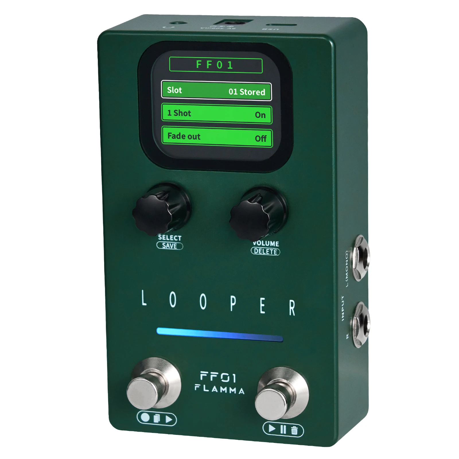 FLAMMA FF01 Looper Pedal Guitar Loop Effects Pedal Dual-Footswitch stereo Loop Pedal 40 Presets Slots 160 Mins Looping Time
