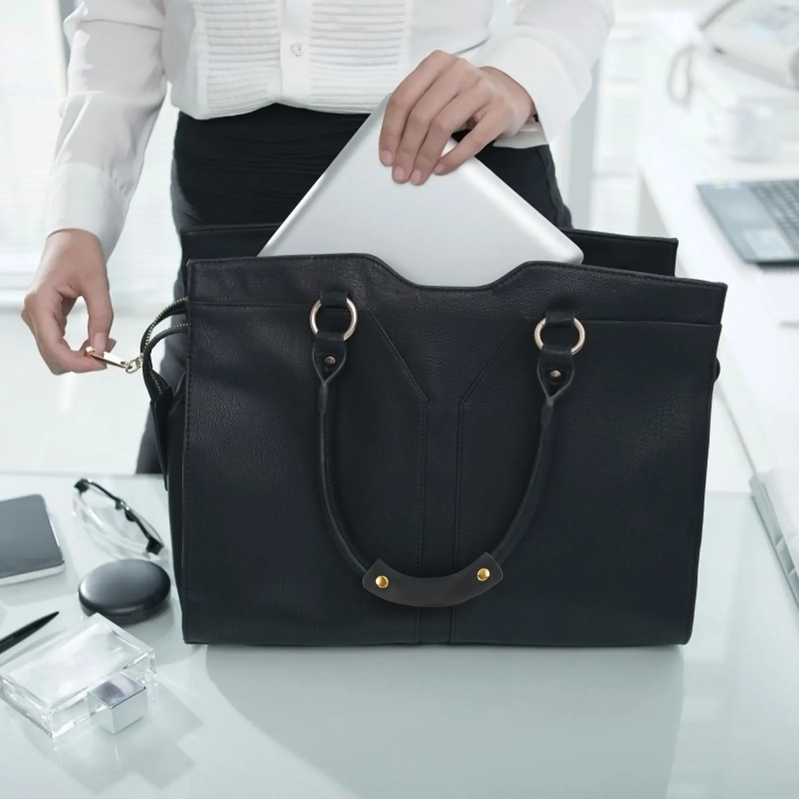 2pcs Pu Handle Protectors Decompression Strap For Shopping Bag Luggage Tote Hand Protective Covers Teaching