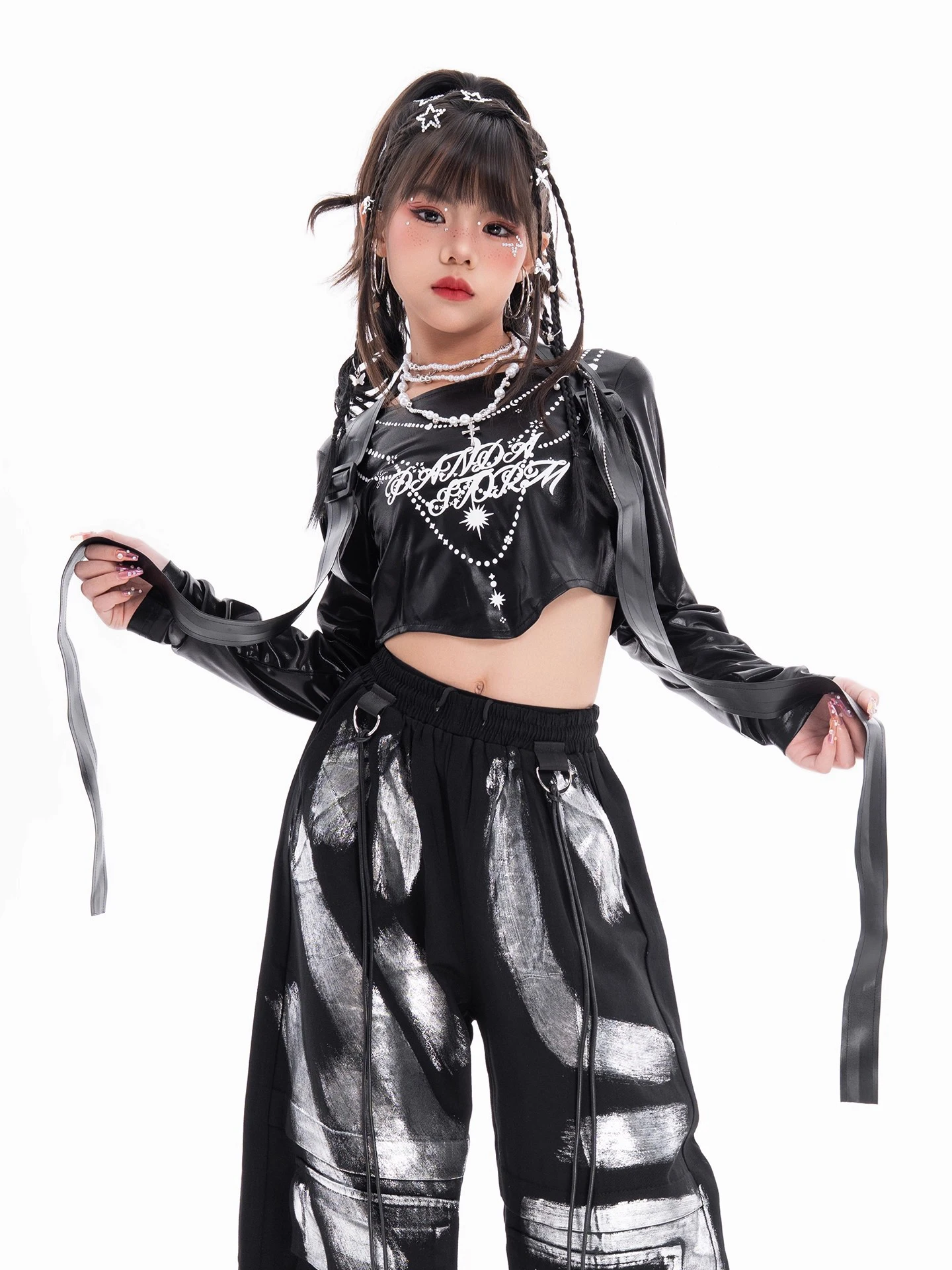 2025 lila Anzug Kpop Mädchen Gruppe Kleidung Jazz Dance Kostüm Kinder Hip Hop Kleidung Street Dance Team Bühne Kleidung Tragen DN22034
