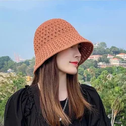 Girls Sun Hat Wide Brim Floppy Summer Hats For Women Beach Panama Straw Dome Weave Bucket Hat Femme Shade Hat Women Hats