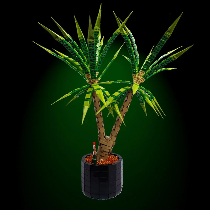 Dracaena Marginata Dragon Tree Building Block Kits MOC118715 Room Plant Bonsai Artificial Flower Model DIY Kids Puzzle Toys Gift