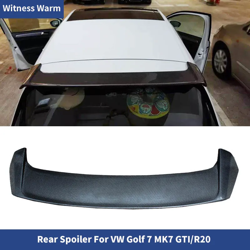 Carbon Fiber / Frp Rear Trunk Roof Spoiler Window Wing Lip for Volkswagen Golf 7 Vii Mk7 G-ti R20 2014 - 2017