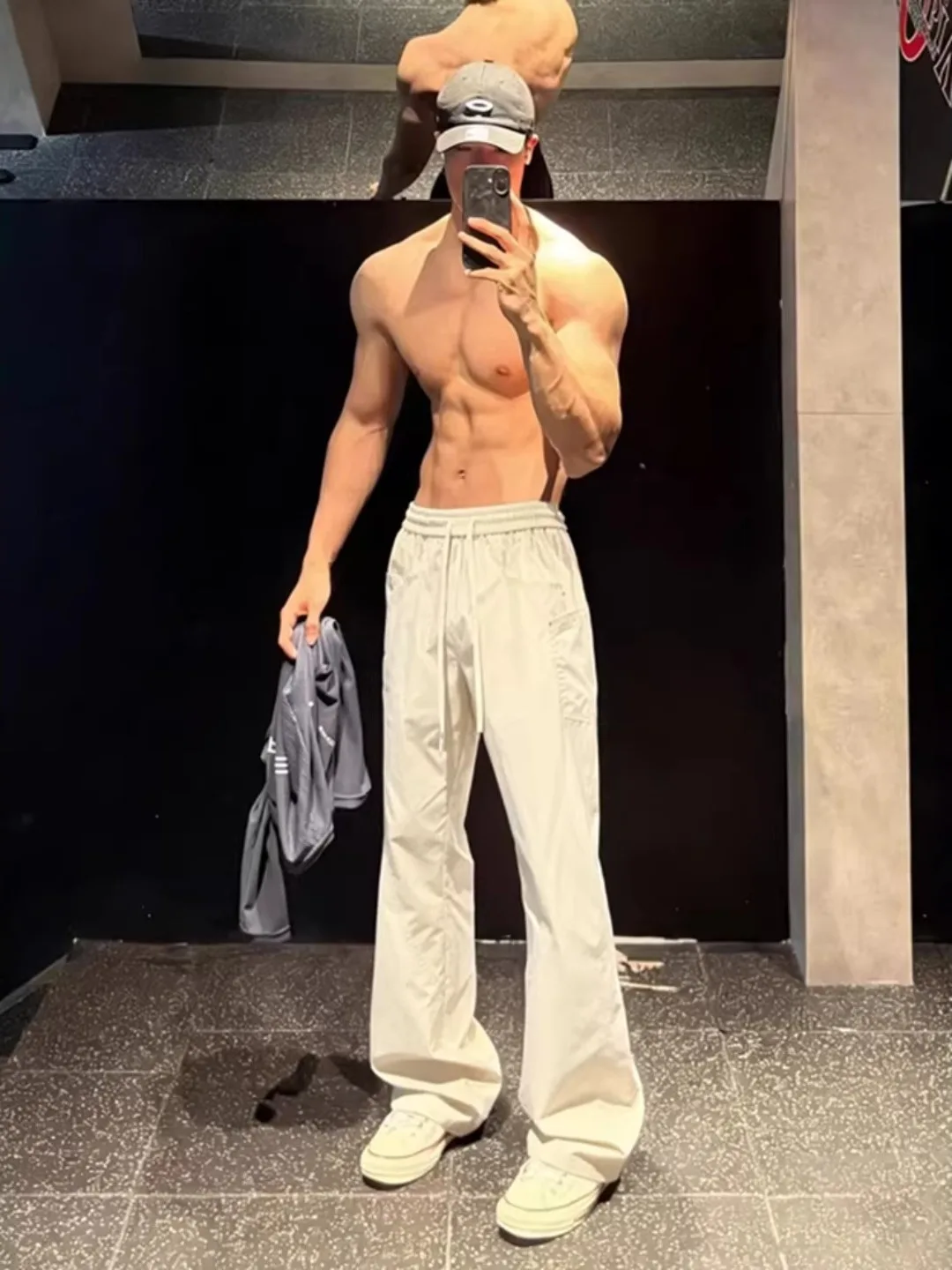 

Men's American Sle Ice Silk Work Pants Spring Summer Thin Breathable Qui Dry Sports Pants Retro Oblique Cut Knife Pants