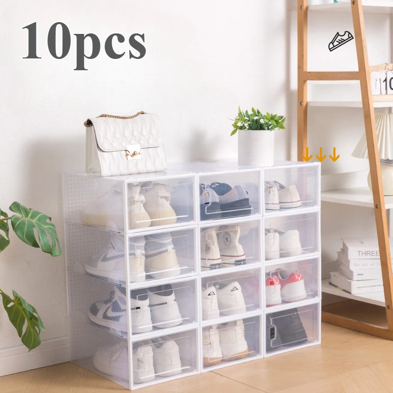 Transparent Shoe Box Dustproof Thickened Plastic Sport Shoe Storage Box Stackable Cabinet Transparent Storage Rack for Groceries