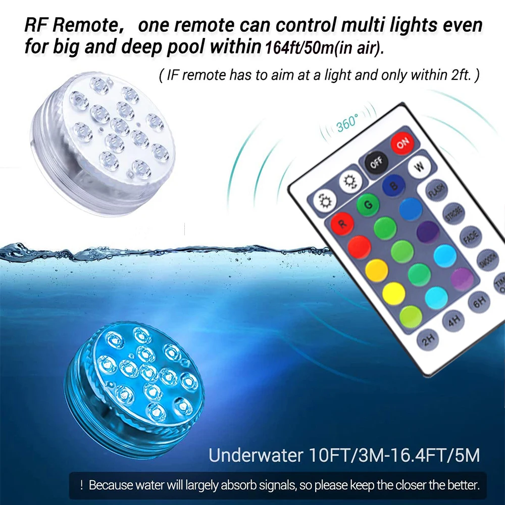 13leds Submersible Light IP68 Waterproof RGB Underwater Lights Aquarium Lamp for Fountain Pond Pool Vase Fish Tank Wedding Decor