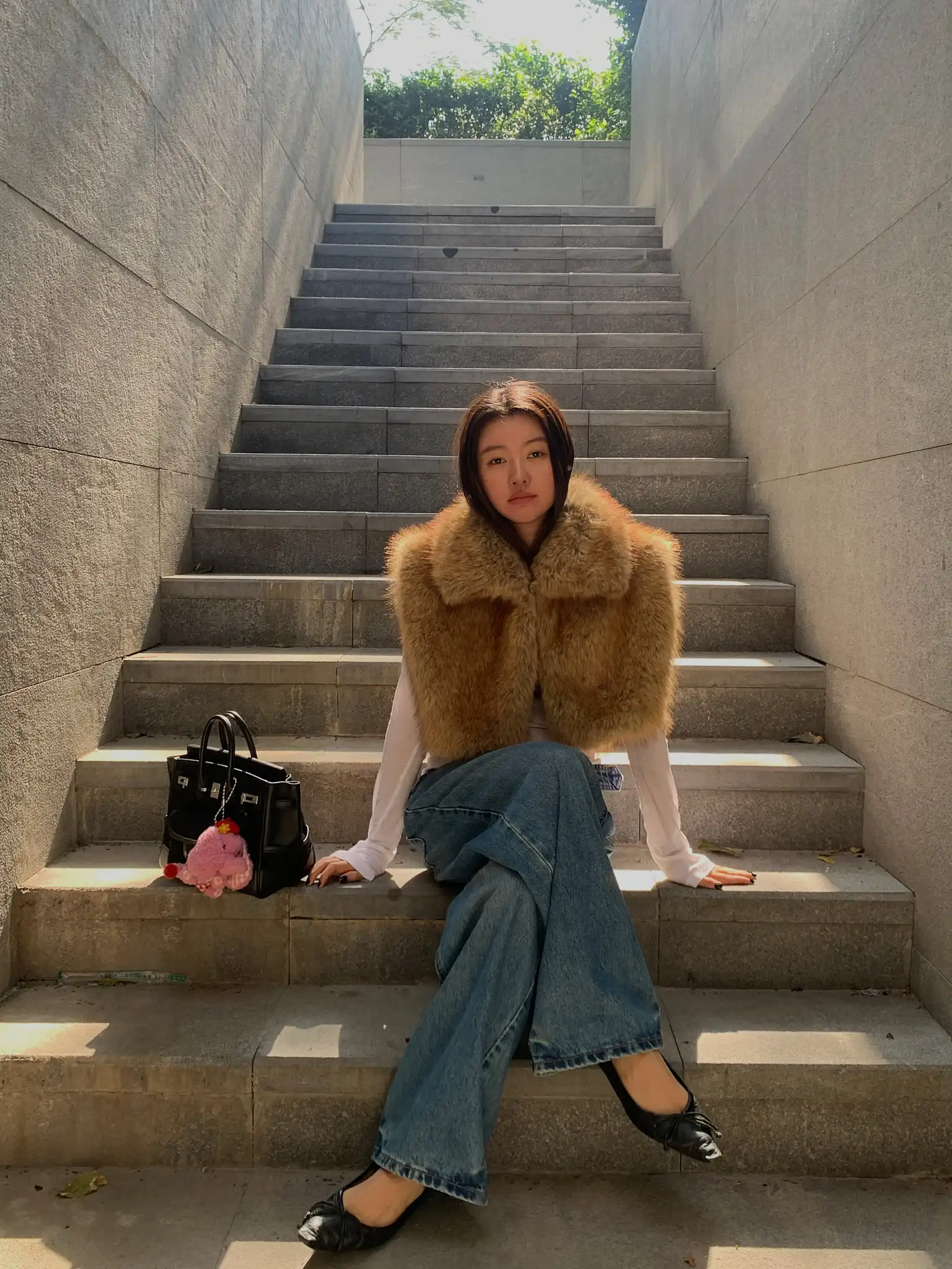 

LILUOP Sli Eco-Friendly Fur oulder awl Coat ort Thiened Svel Turn-down Collar Warm Women's Outerwear