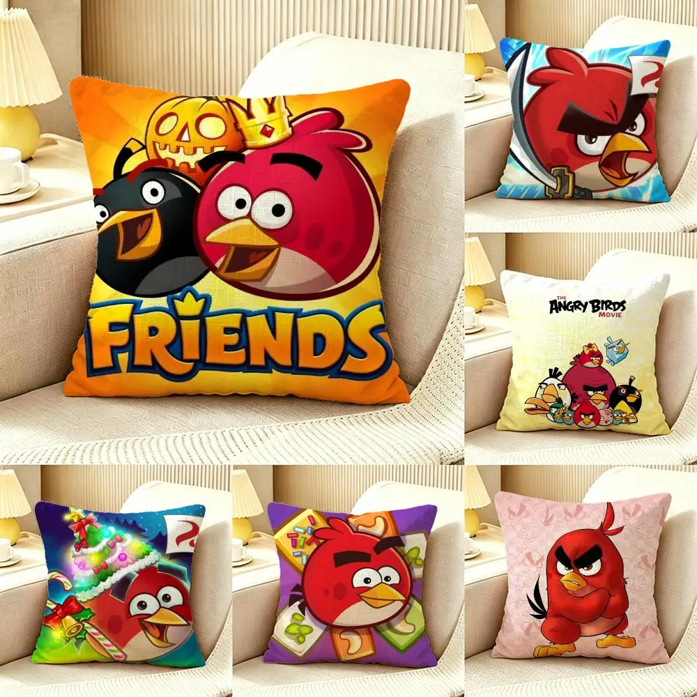 Game Angry BirdsS Cushion Cover Pillow Cover Nordic Minimalist Throw DoubleSided Print Cushion Case for Sofa Bedroom Decor