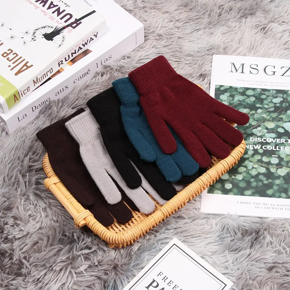 Magic Accessories Basic Thicken Thermal Wrist Warmer Mittens Wool Knitted  Lining Full Fingered Gloves